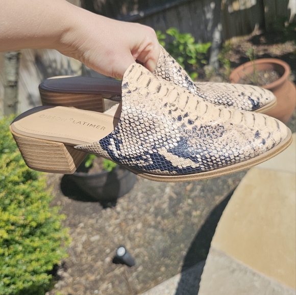 Gibson Latimer goat leather Slip-On Mules Block Heel Office Chic 10M - Picture 5 of 13